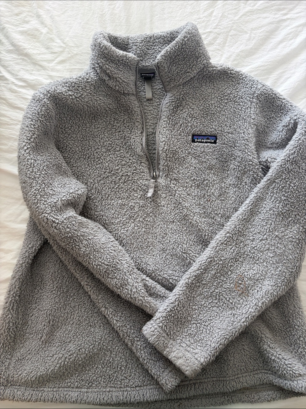 Patagonia Light Gray Sherpa Quarter-Zip Pullover